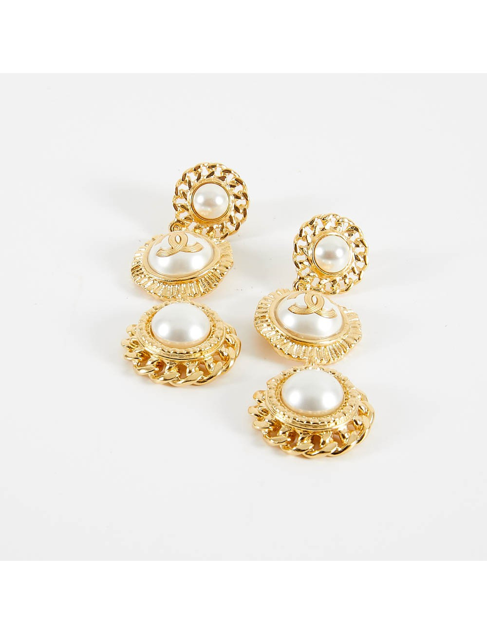 Boucles d'oreille CHANEL métal perles 