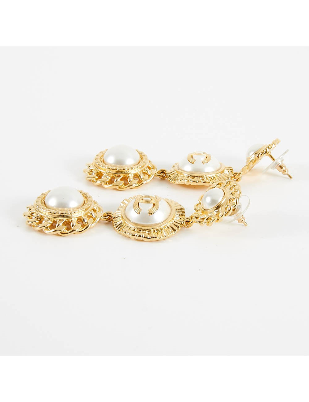 Boucles d'oreille CHANEL métal perles 