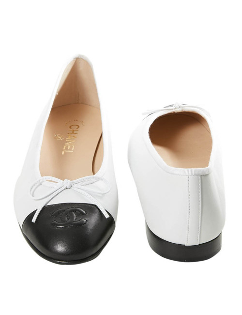 Ballerines CHANEL T40 bicolore blanc et noir