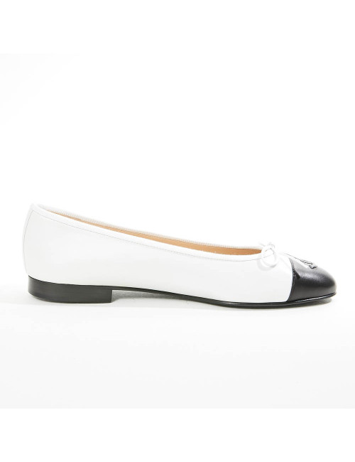 Ballerines CHANEL T40 bicolore blanc et noir