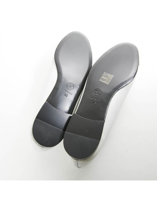 Ballerines CHANEL T40 cuir bicolore blanc et noir