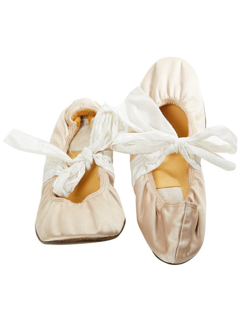 Ballerines t 387.5 LANVIN en soie beige poudré