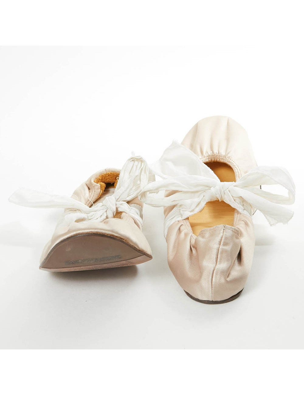 Ballerines t 387.5 LANVIN en soie beige poudré