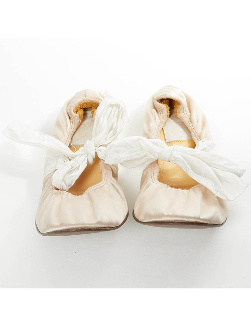 Ballerines T38,5 LANVIN en soie beige poudré