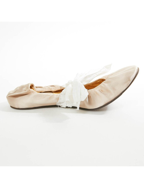 Ballerines t 387.5 LANVIN en soie beige poudré