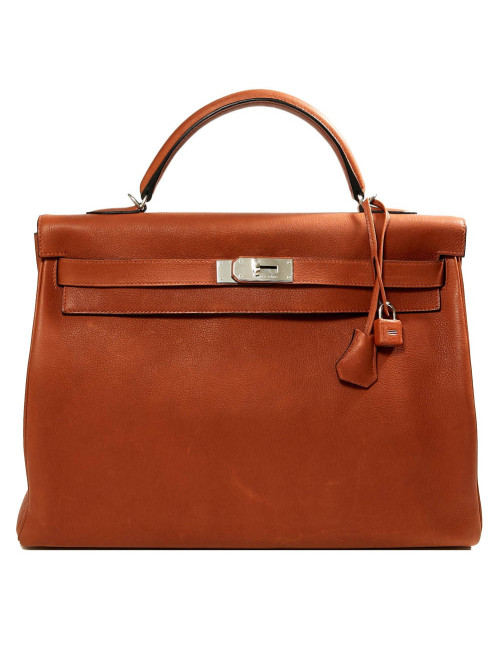 Kelly 40 HERMES cuir grainé fauve