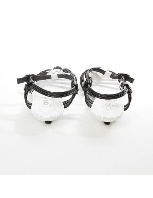 Sandales CHANEL T 36.5 noir et blanc