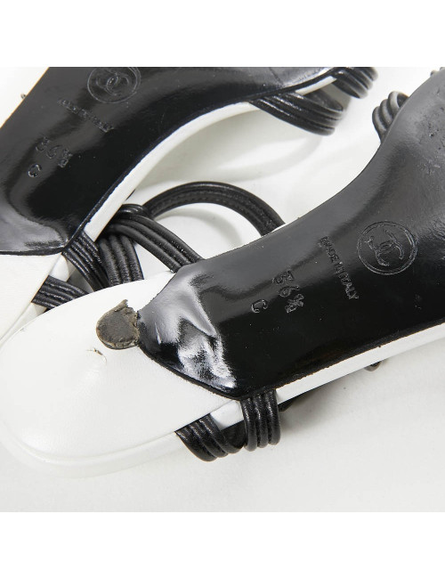 Sandales CHANEL T 36.5 noir et blanc