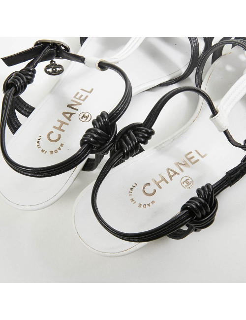 Sandales CHANEL T 36.5 noir et blanc