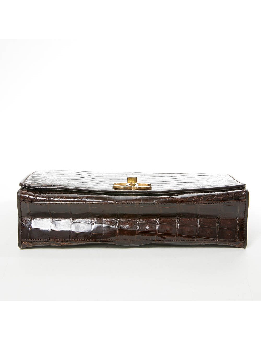 Sac à main CHANEL crocodile marron Vintage