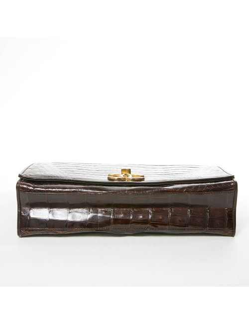 Sac à main CHANEL crocodile marron Vintage