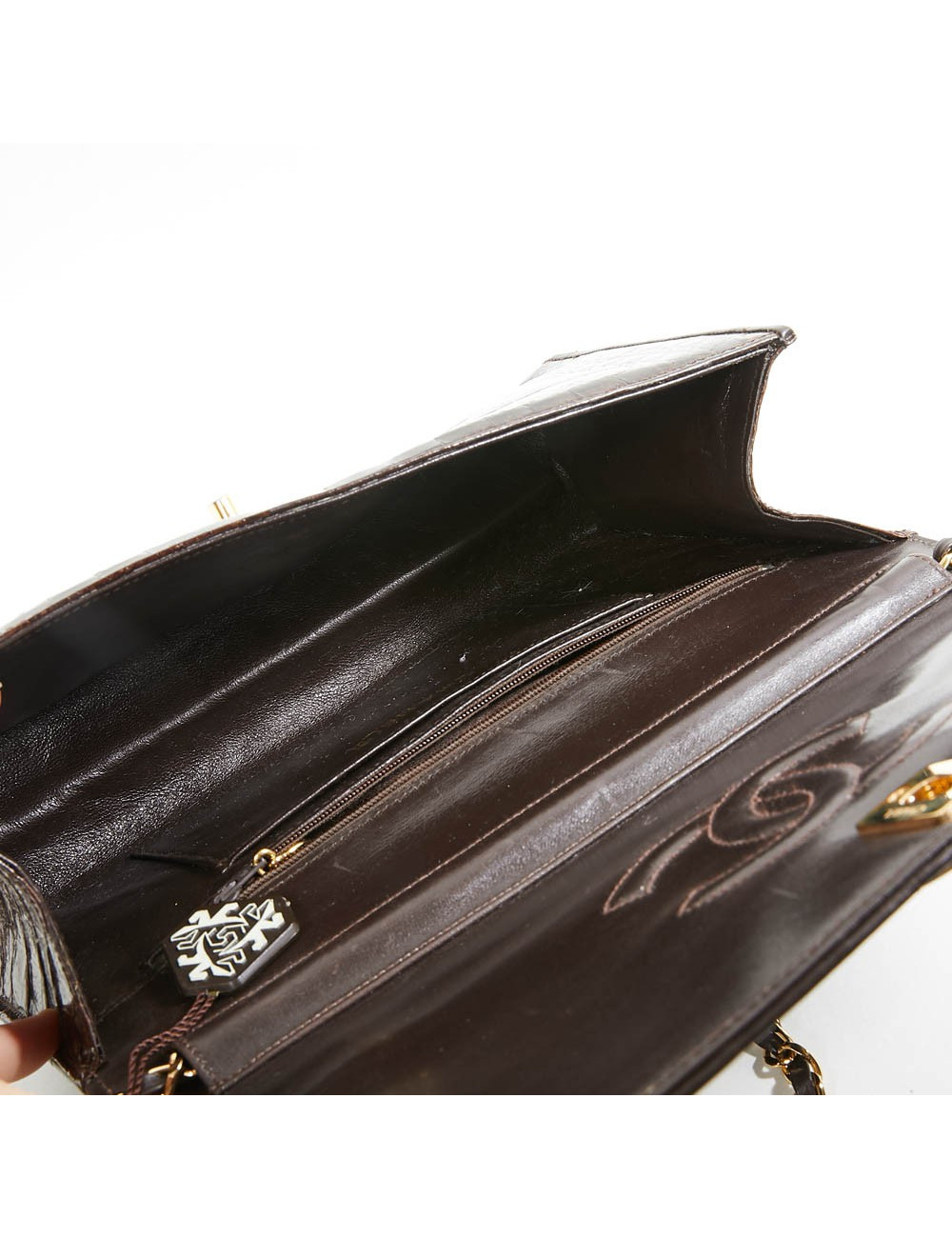 Sac à main CHANEL crocodile marron Vintage