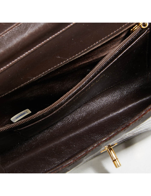 Sac à main CHANEL crocodile marron Vintage