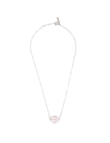 MORGANNE BELLO Petit collier or blanc quartz rose