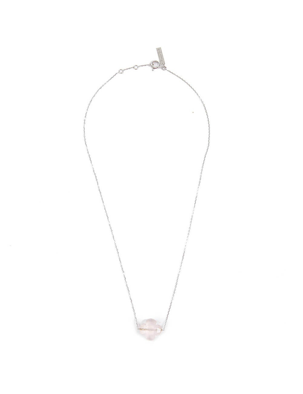 MORGANNE BELLO Petit collier or blanc quartz rose 