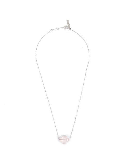 MORGANNE BELLO Petit collier or blanc quartz rose