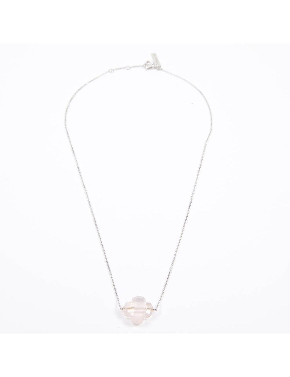 MORGANNE BELLO white gold and pink quartz pendant necklace