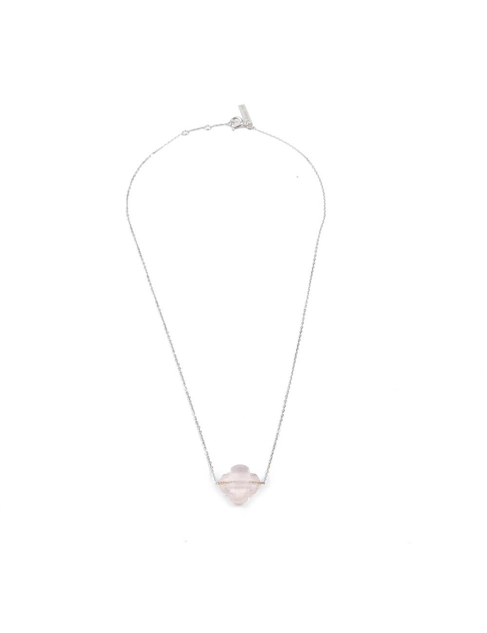 MORGANNE BELLO white gold and pink quartz pendant necklace