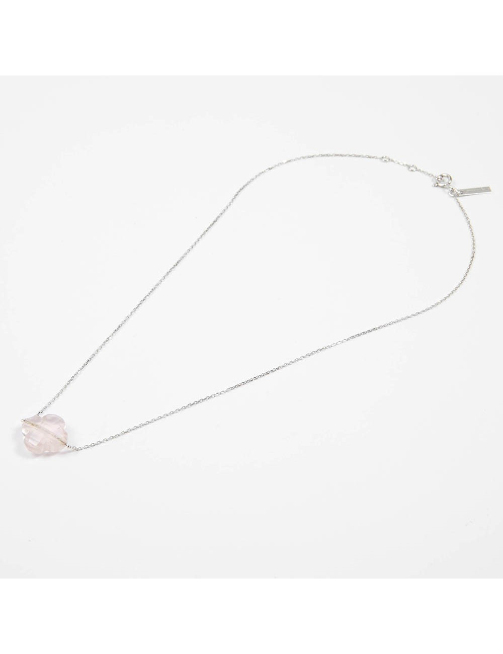 MORGANNE BELLO Petit collier or blanc quartz rose 