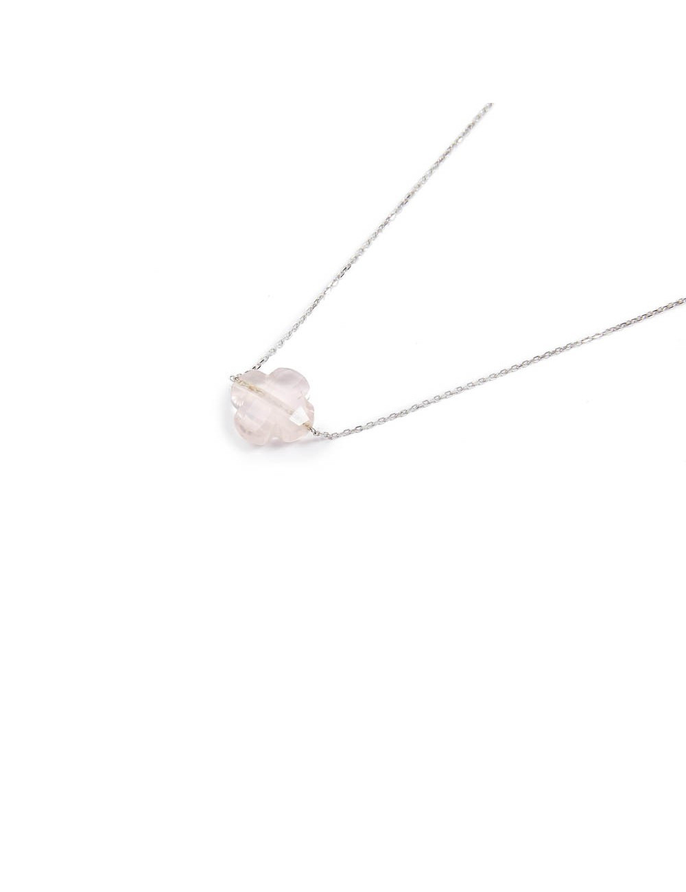MORGANNE BELLO Petit collier or blanc quartz rose 