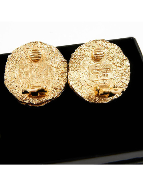 Clips Couture CHANEL dorés pâte de verre rubis