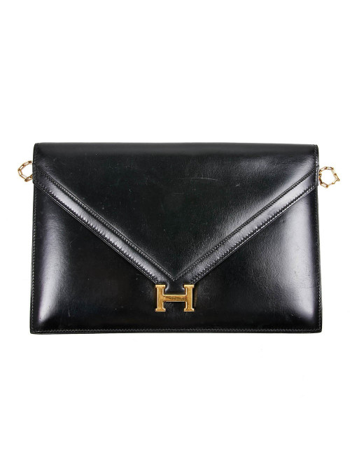 Pochette HERMES Vintage cuir box noir