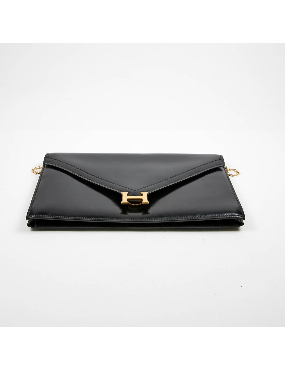 Pochette HERMES Vintage cuir box noir