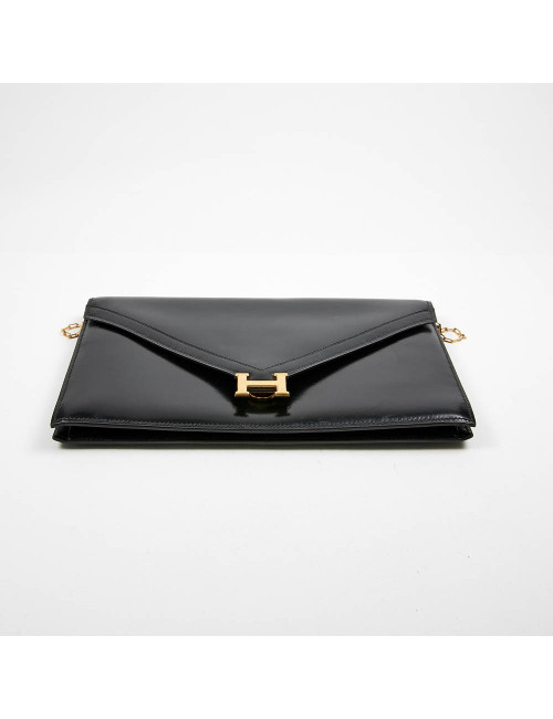 Pochette HERMES Vintage cuir box noir