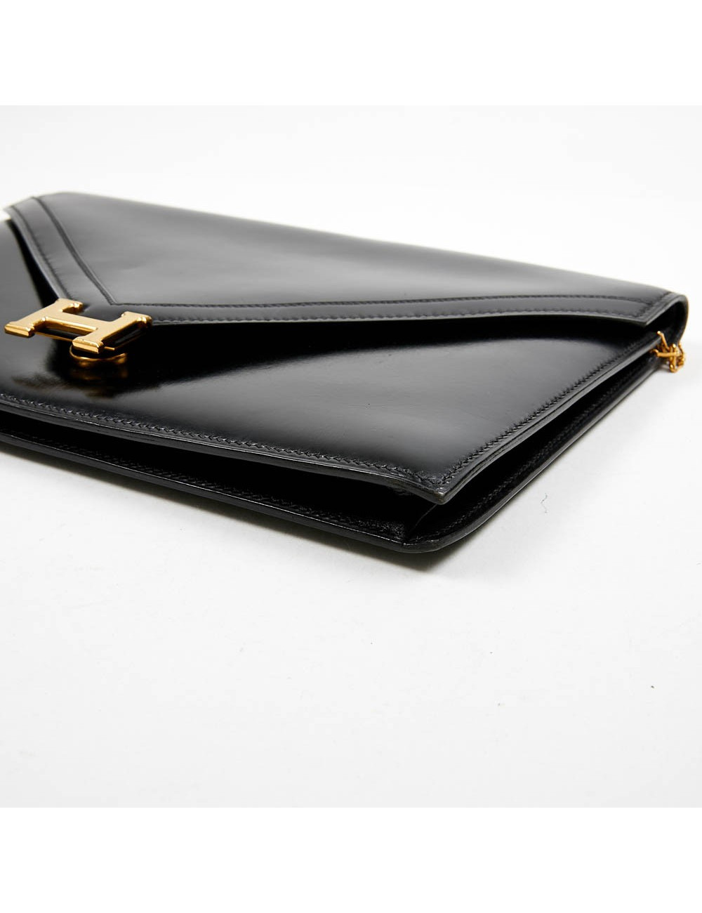 Pochette HERMES Vintage cuir box noir