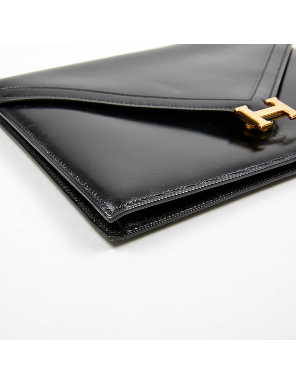 Pochette HERMES Vintage cuir box noir