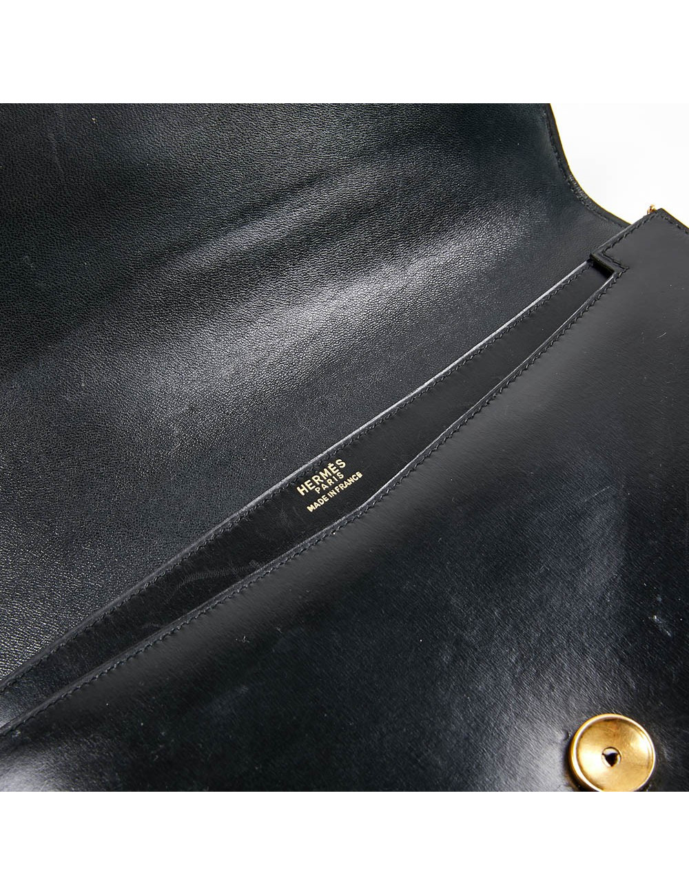 Pochette HERMES Vintage cuir box noir