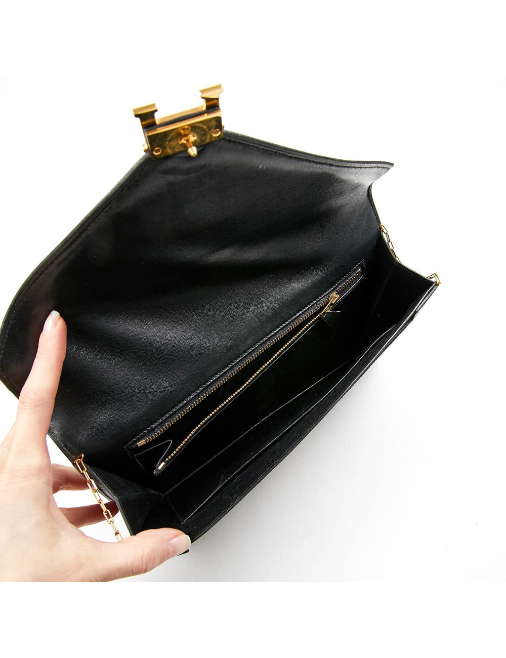 Pochette HERMES Vintage cuir box noir