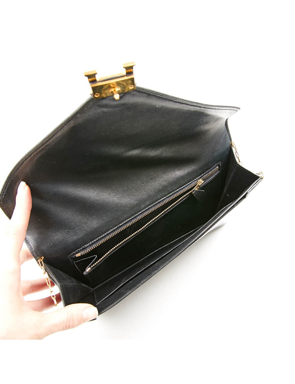 Pochette HERMES Vintage cuir box noir