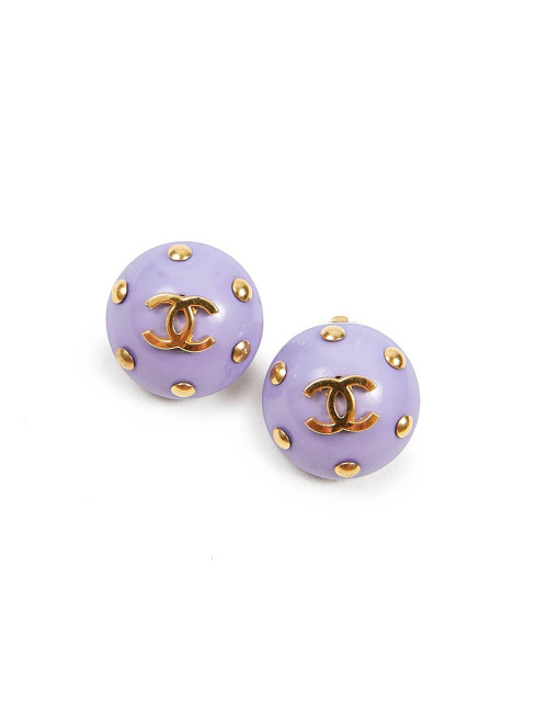CHANEL clips perles mauve Vintage