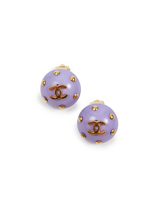 CHANEL clips perles mauve Vintage