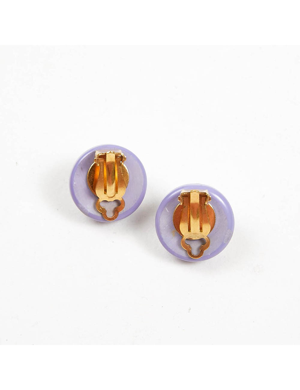 CHANEL clips perles mauve Vintage