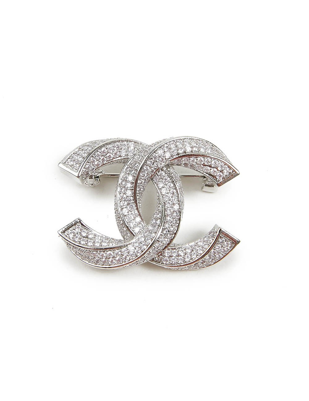 Broche CHANEL argent cristal
