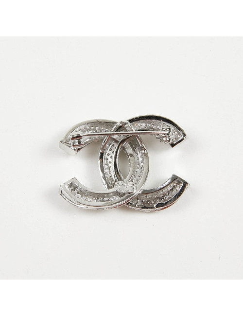 Broche CHANEL argent cristal