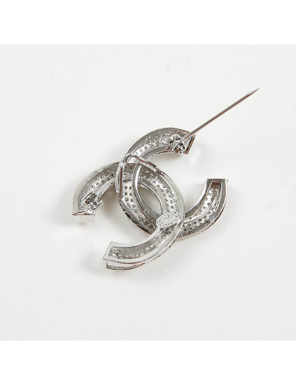 Broche CHANEL argent cristal