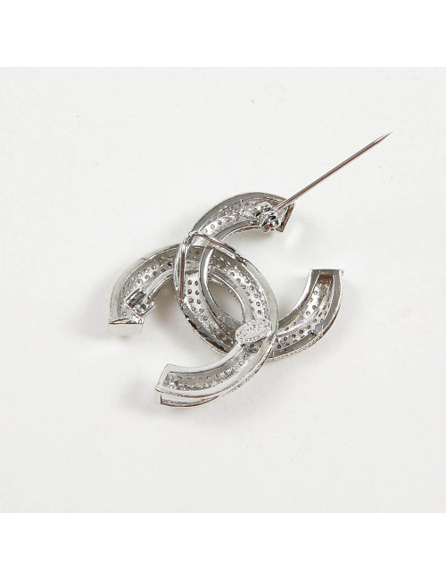 Broche CHANEL argent cristal