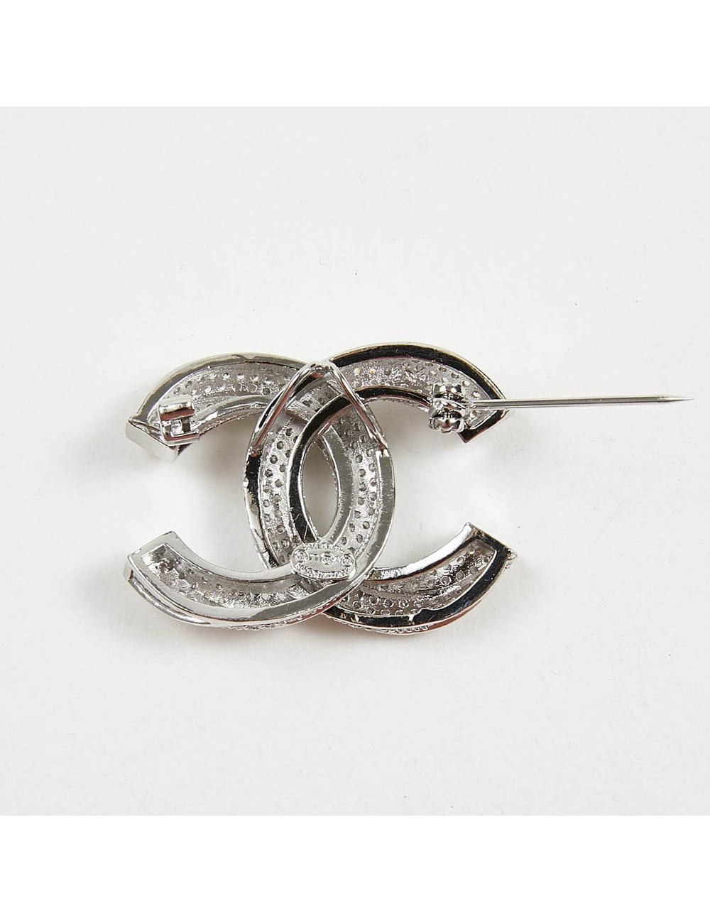 Broche CHANEL argent cristal