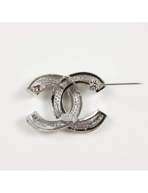 Broche CHANEL argent cristal