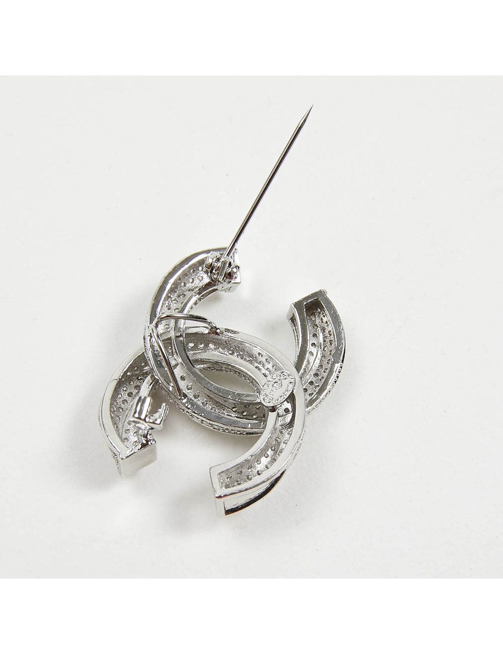 Broche CHANEL argent cristal