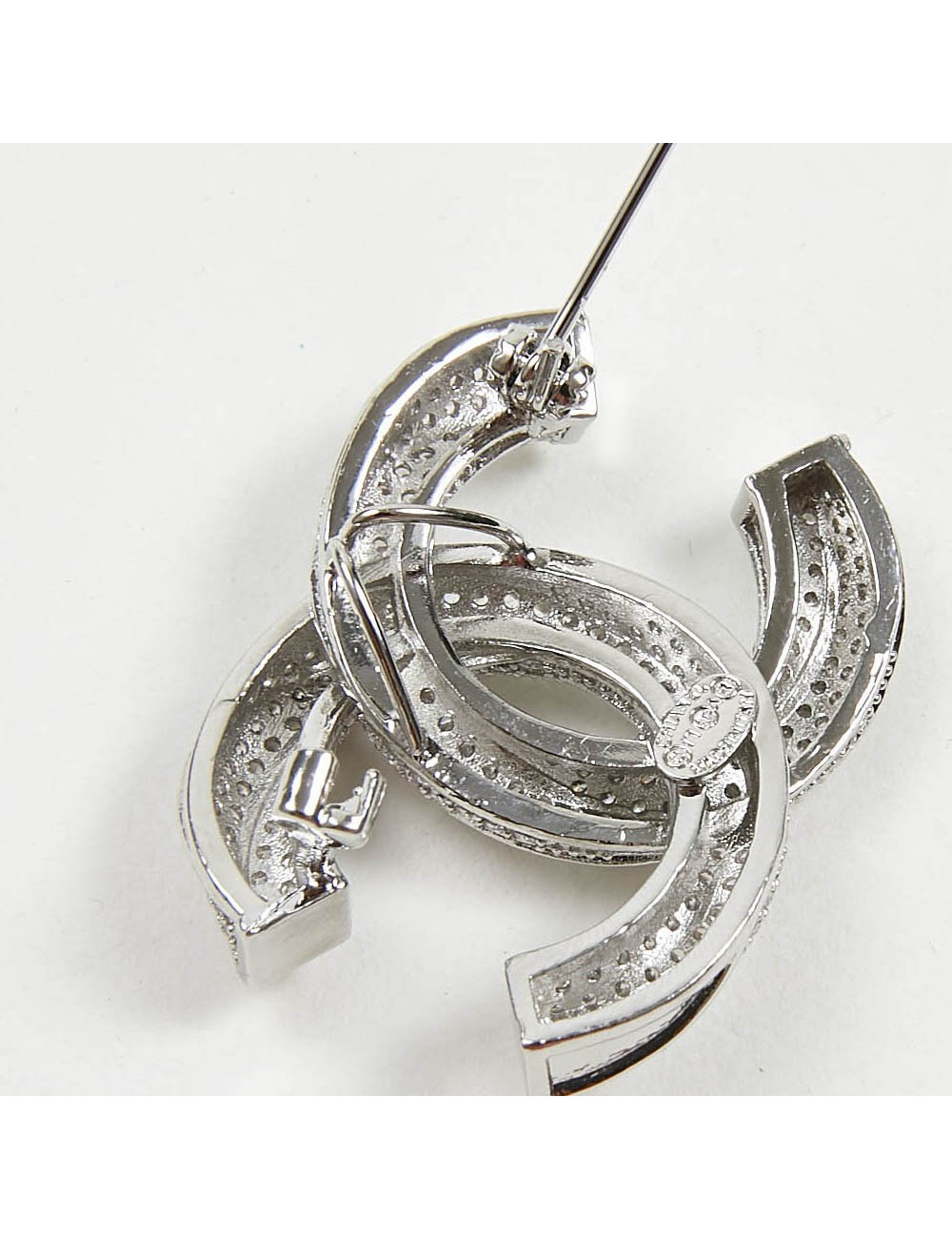 Broche CHANEL argent cristal