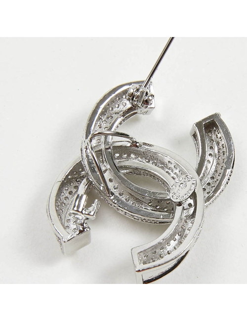 Broche CHANEL argent cristal