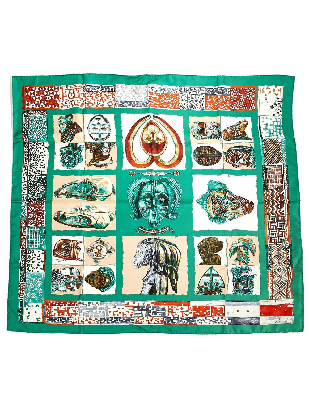 HERMES Persona Green Silk Scarf - Superb Certified Occasion Never Worn