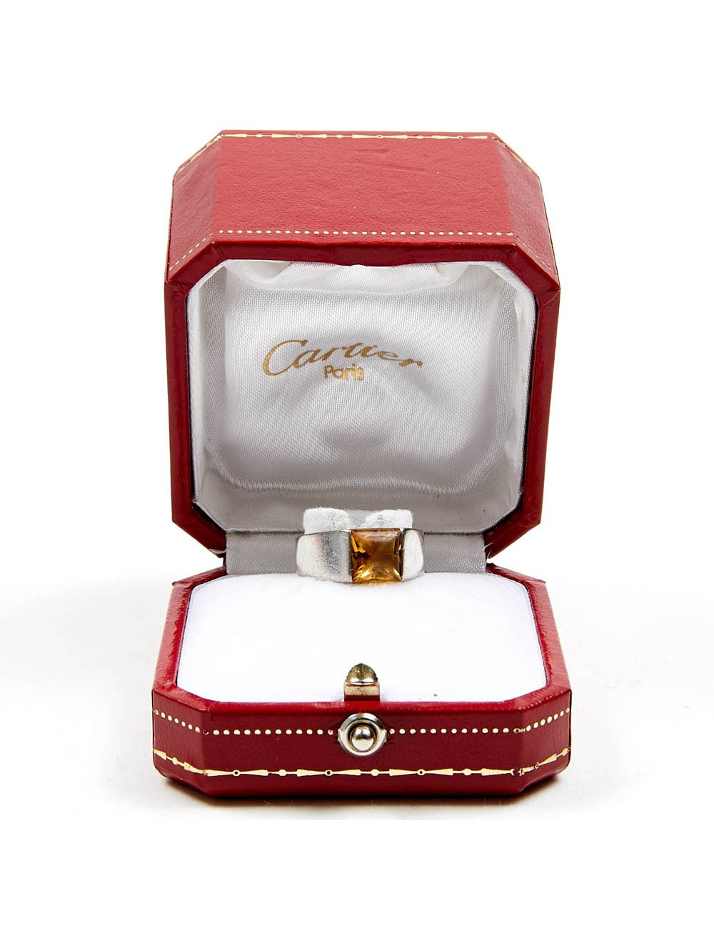 Bague CARTIER T 51 or blanc 750//°°° citrine