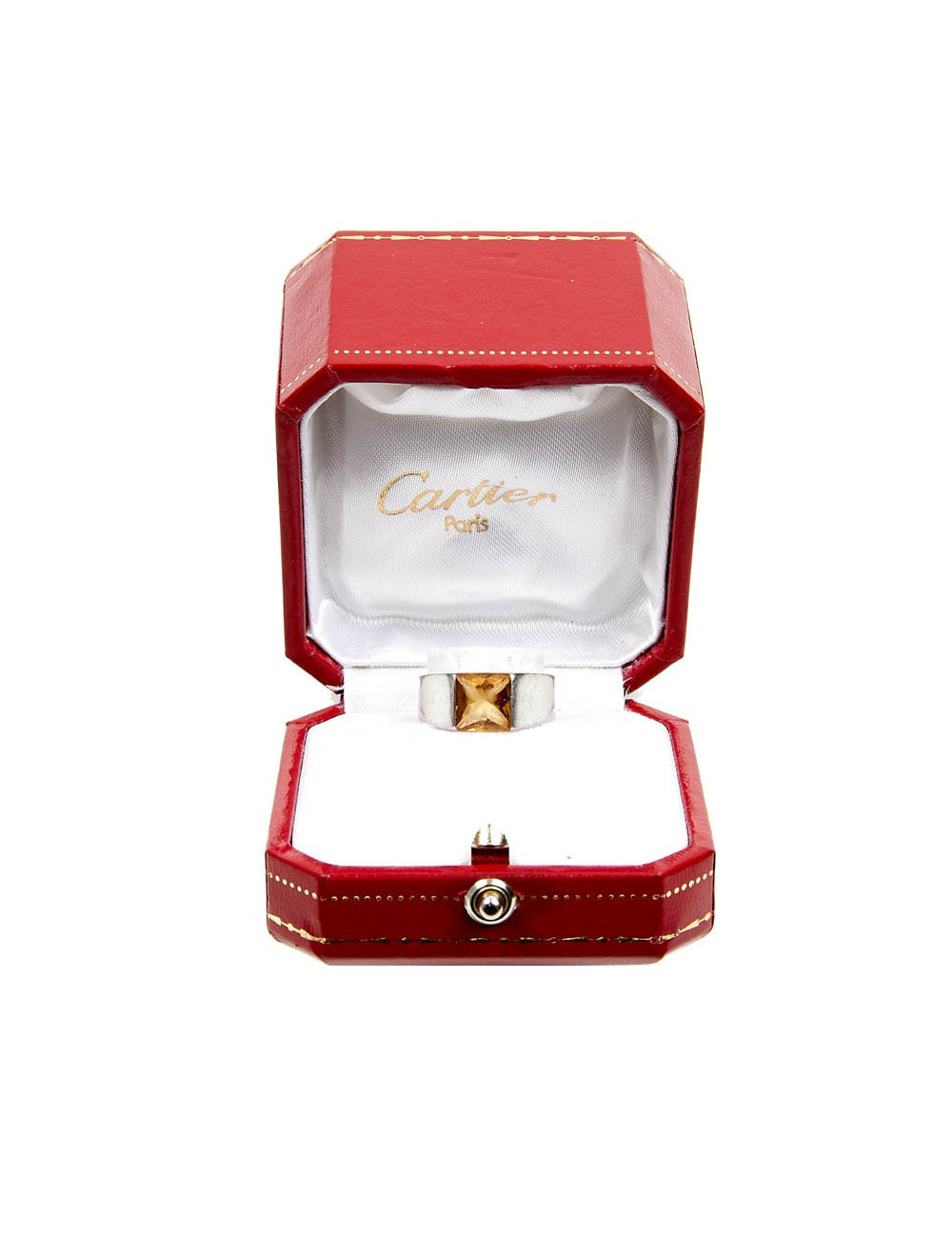 Bague CARTIER T 51 or blanc 750//°°° citrine