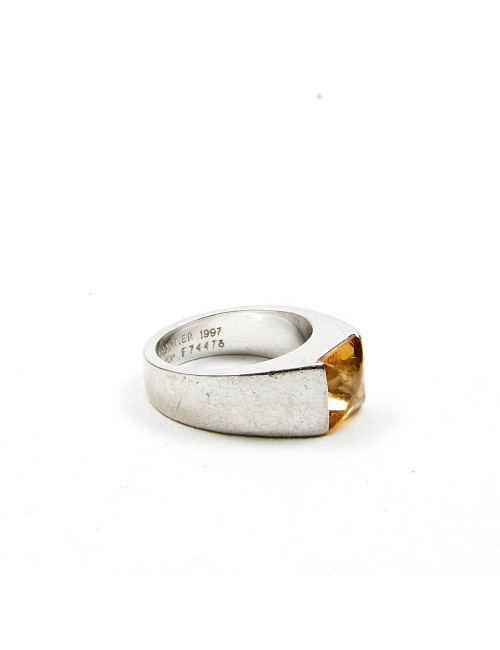 Bague CARTIER T 51 or blanc 750//°°° citrine