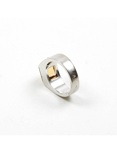 Bague CARTIER T 51 or blanc 750//°°° citrine